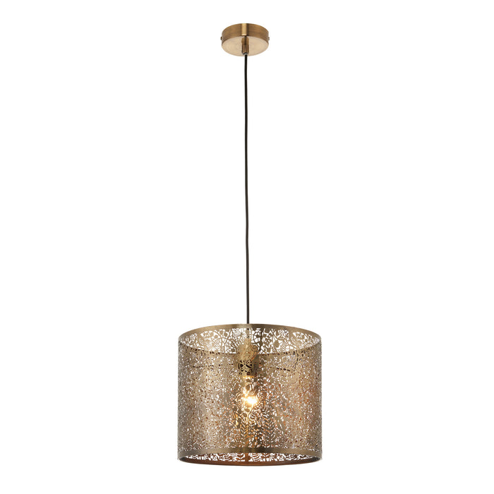 Endon 70103 Secret garden 1lt Pendant easyfit Antique brass plate 10W LED E27 or B22 (Required) - westbasedirect.com