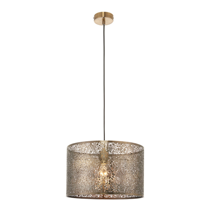 Endon 70104 Secret garden 1lt Pendant easyfit Antique brass plate 10W LED E27 or B22 (Required) - westbasedirect.com