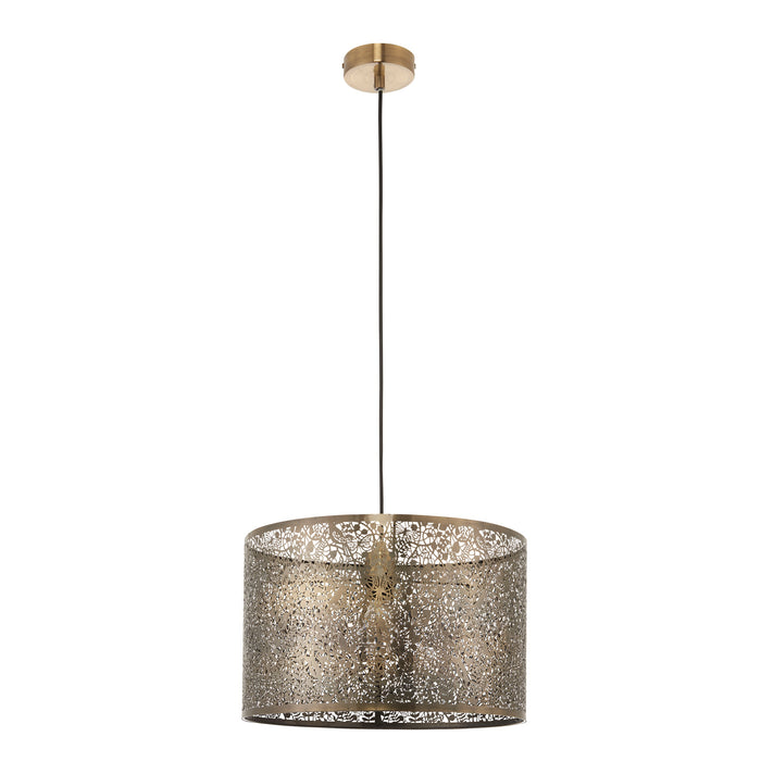 Endon 70104 Secret garden 1lt Pendant easyfit Antique brass plate 10W LED E27 or B22 (Required) - westbasedirect.com