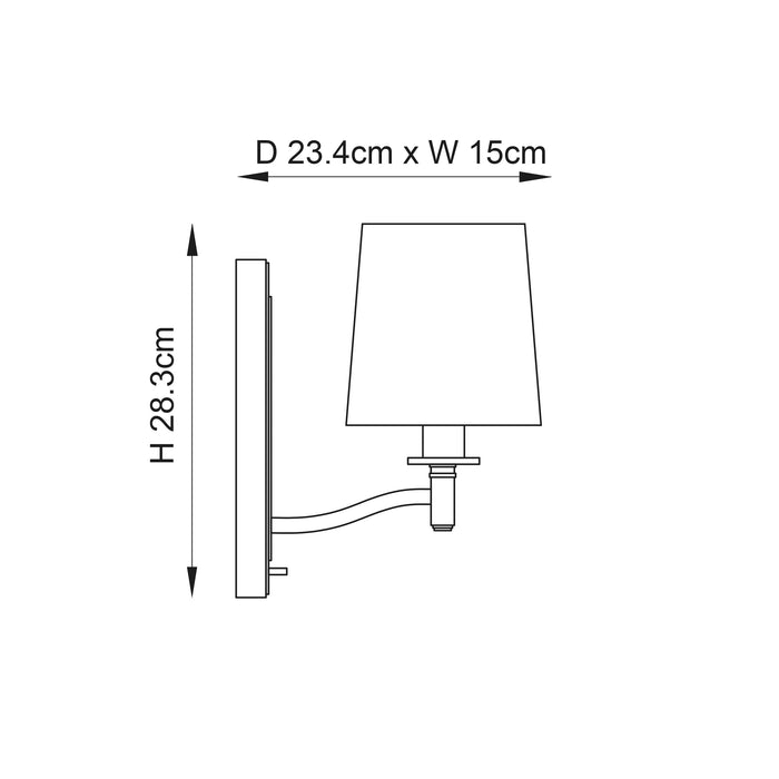 Endon 70246 Ortona 1lt Wall Matt antique brass plate & vintage white fabric 40W E14 candle (Required) - westbasedirect.com