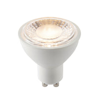 Saxby 70257 GU10 LED SMD 60 degrees 7W Matt white plastic & clear prismatic pc 7W LED GU10 Warm White