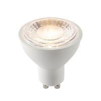 Saxby 70259 GU10 LED SMD dimmable 60 degrees 7W Matt white plastic & clear prismatic pc 7W LED GU10 Warm White