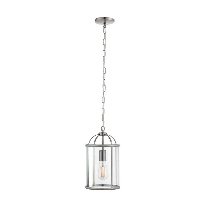 Endon 70323 Lambeth 1lt Pendant Satin nickel plate & clear glass 40W E27 GLS (Required) - westbasedirect.com