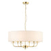 Endon 70561 Nixon 6lt Pendant Brass plate & vintage white fabric 6 x 40W E14 candle (Required) - westbasedirect.com