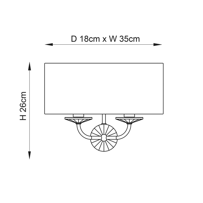 Endon 70562 Nixon 2lt Wall Brass plate & vintage white fabric 2 x 40W E14 candle (Required) - westbasedirect.com