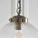 Endon 71123 Brydon 1lt Pendant Antique brass plate & clear ribbed glass 10W LED E27 (Required) - westbasedirect.com