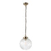 Endon 71123 Brydon 1lt Pendant Antique brass plate & clear ribbed glass 10W LED E27 (Required) - westbasedirect.com