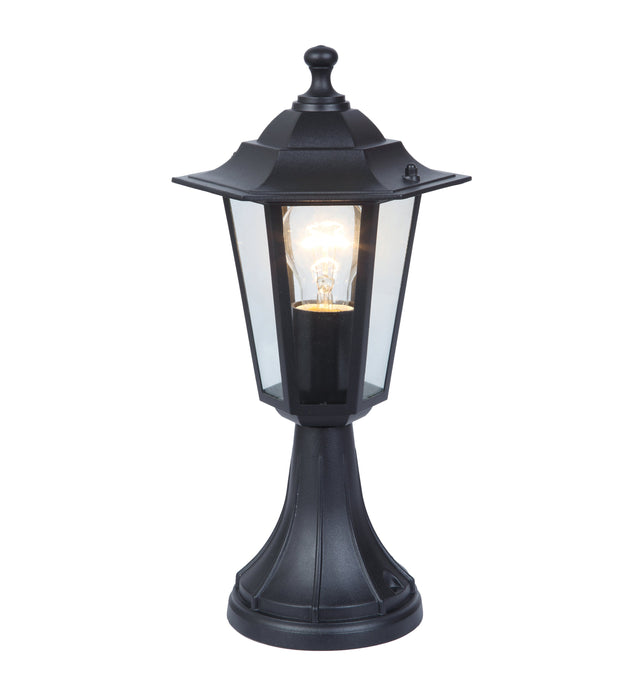 Lutec 7112402012 CORNICHE IP44 E27 Pedestal Wall Lantern Light - Black (Lamp Not Included)