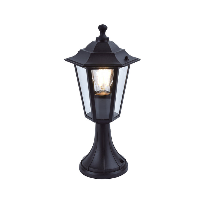 Lutec 7112402012 CORNICHE IP44 E27 Pedestal Wall Lantern Light - Black (Lamp Not Included)