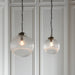 Endon 71124 Brydon 1lt Pendant Antique brass plate & clear ribbed glass 10W LED E27 (Required) - westbasedirect.com