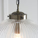 Endon 71124 Brydon 1lt Pendant Antique brass plate & clear ribbed glass 10W LED E27 (Required) - westbasedirect.com