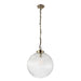 Endon 71124 Brydon 1lt Pendant Antique brass plate & clear ribbed glass 10W LED E27 (Required) - westbasedirect.com