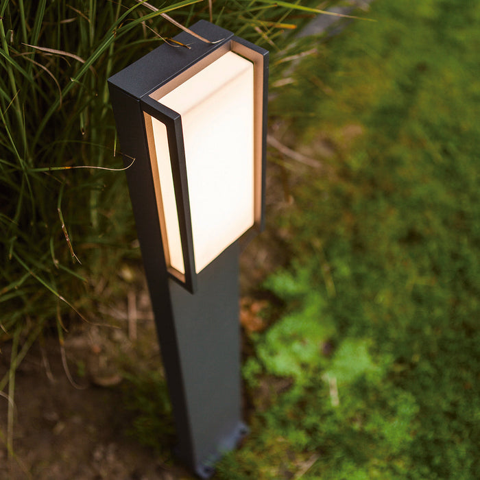 Lutec 7193001118 QUBO 15W IP54 LED Outdoor Bollard Light 3000K - Dark Grey