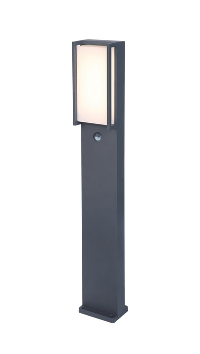 Lutec 7193004118 QUBO 14.3 IP54 LED Outdoor Bollard Light with PIR 3000K - Dark Grey