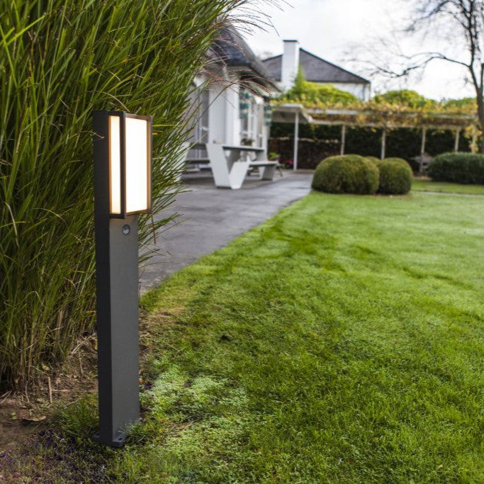 Lutec 7193004118 QUBO 14.3 IP54 LED Outdoor Bollard Light with PIR 3000K - Dark Grey
