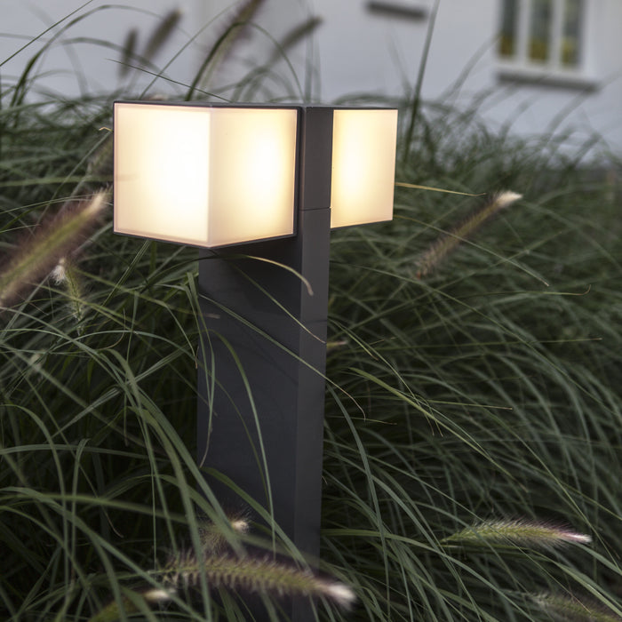 Lutec 7193801118 CUBA 19W IP54 LED Outdoor Bollard Light c/w Adjustable Heads 3000K - Dark Grey