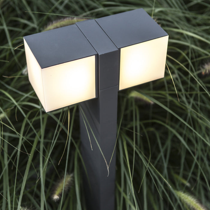 Lutec 7193801118 CUBA 19W IP54 LED Outdoor Bollard Light c/w Adjustable Heads 3000K - Dark Grey