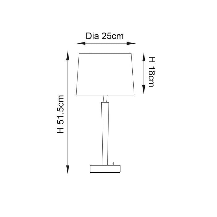 Endon 72175 Syon 1lt Table Bright nickel plate & mink fabric 40W E14 candle (Required) - westbasedirect.com