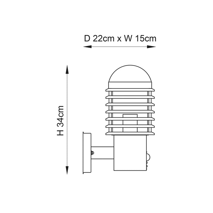 Endon 72381 Louvre 1lt Wall Brushed stainless steel & clear pc 60W E27 GLS (Required) - westbasedirect.com