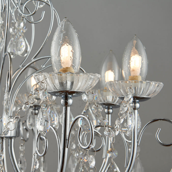 Endon 72561 Tabitha 8lt Pendant Chrome plate & clear crystal 8 x 18W G9 clear capsule (Required) - westbasedirect.com