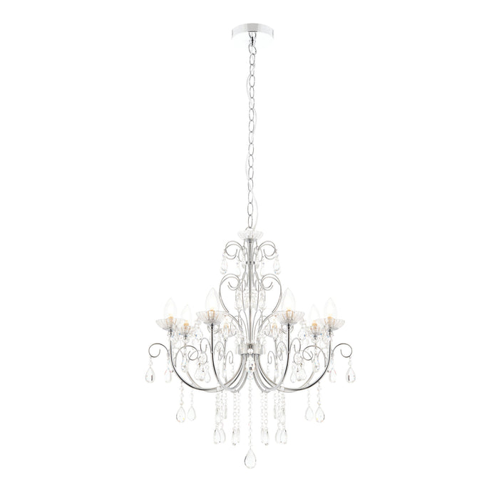 Endon 72561 Tabitha 8lt Pendant Chrome plate & clear crystal 8 x 18W G9 clear capsule (Required) - westbasedirect.com