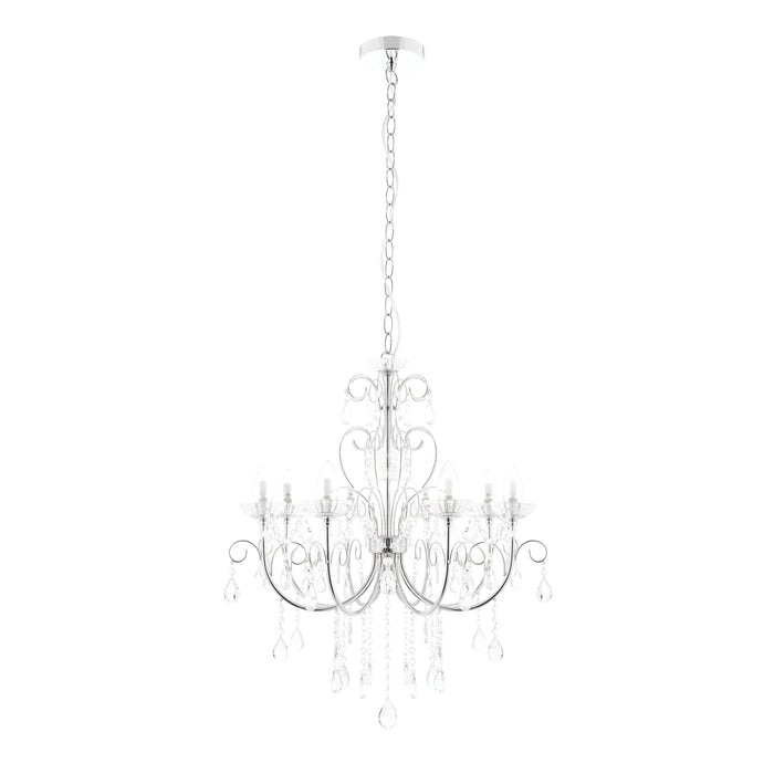 Endon 72561 Tabitha 8lt Pendant Chrome plate & clear crystal 8 x 18W G9 clear capsule (Required) - westbasedirect.com