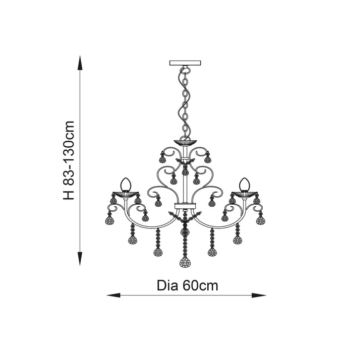 Endon 72561 Tabitha 8lt Pendant Chrome plate & clear crystal 8 x 18W G9 clear capsule (Required) - westbasedirect.com