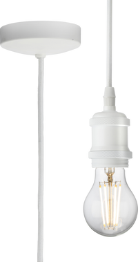 Knightsbridge 8271LMW 1.8m E27 Vintage Pendant Set - Matt White