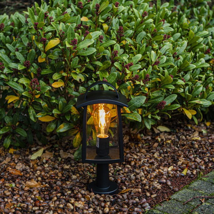 Lutec 7273604012 KELSEY IP44 E27 Outdoor Pedestal Light with Clear Glass - Matt Black (Lamp Not Included)