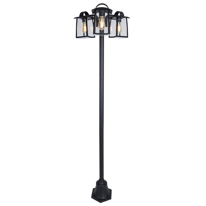 Lutec 7273606012 KELSEY IP44 E27 Outdoor Post Light with Clear Glass - Matt Black (Lamp Not Included)