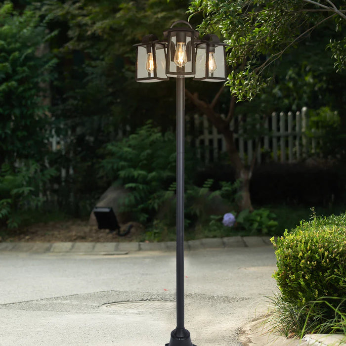 Lutec 7273606012 KELSEY IP44 E27 Outdoor Post Light with Clear Glass - Matt Black (Lamp Not Included)