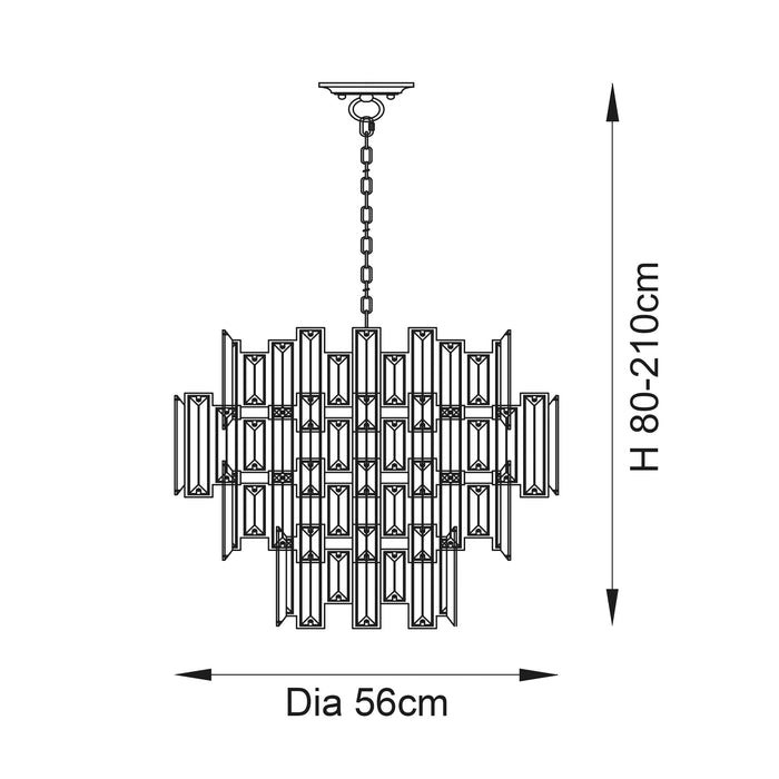 Endon 72744 Viviana 12lt Pendant Chrome plate & champagne crystal 12 x 40W E14 candle (Required) - westbasedirect.com