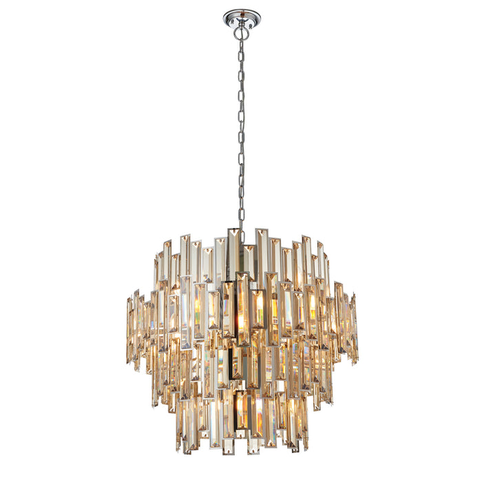 Endon 72746 Viviana 15lt Pendant Chrome plate & champagne crystal 15 x 40W E14 candle (Required) - westbasedirect.com