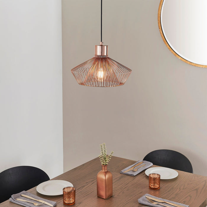 Endon 72813 Kimberley 1lt Pendant Copper plate 60W E27 GLS (Required) - westbasedirect.com