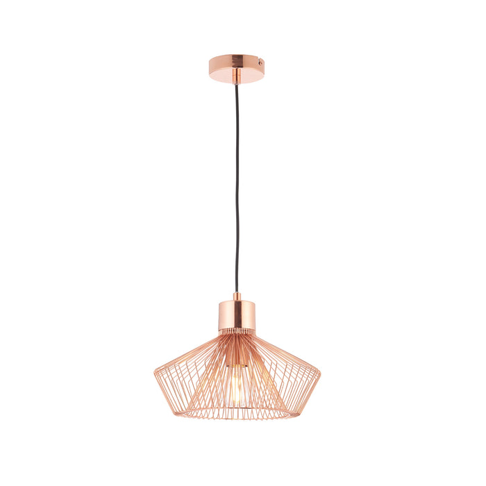 Endon 72813 Kimberley 1lt Pendant Copper plate 60W E27 GLS (Required) - westbasedirect.com