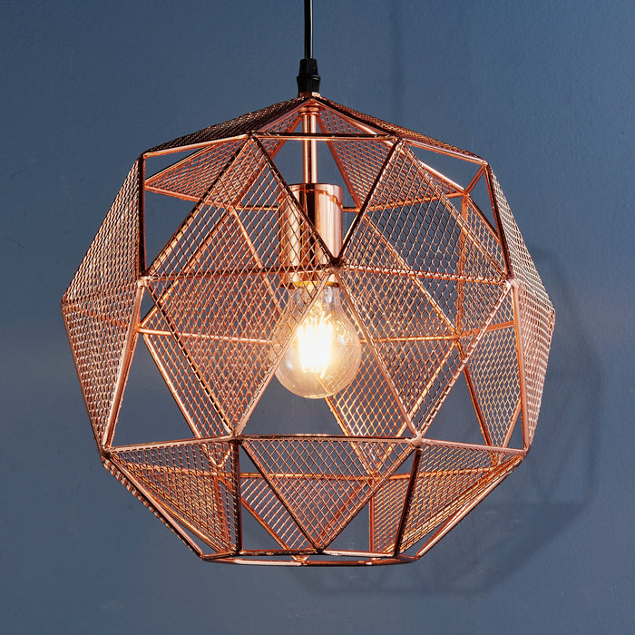 Endon 72815 Armour 1lt Pendant Copper plate 60W E27 GLS (Required) - westbasedirect.com