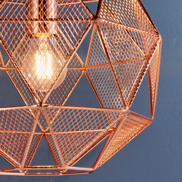 Endon 72815 Armour 1lt Pendant Copper plate 60W E27 GLS (Required) - westbasedirect.com