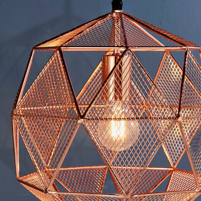 Endon 72815 Armour 1lt Pendant Copper plate 60W E27 GLS (Required) - westbasedirect.com