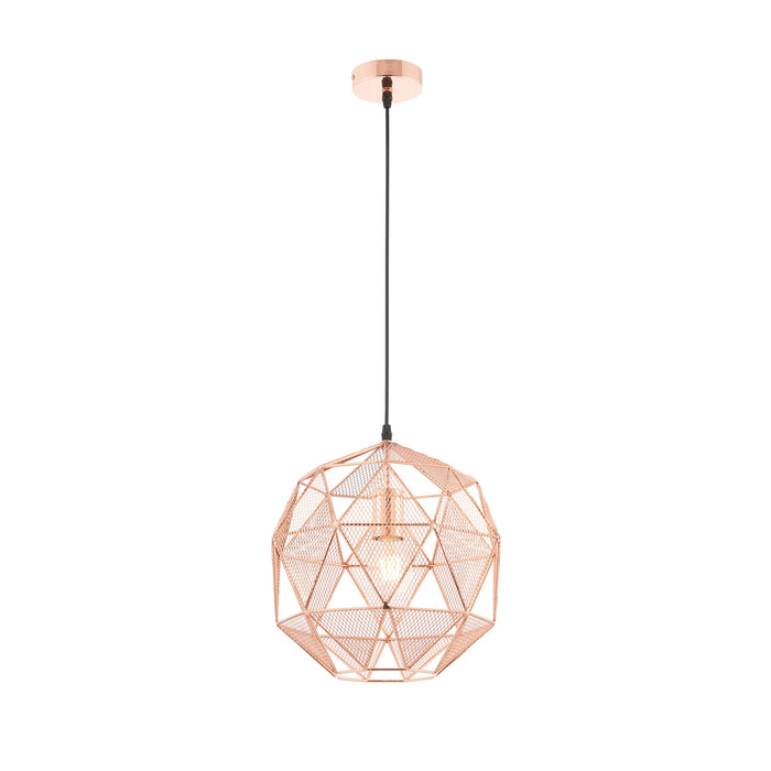 Endon 72815 Armour 1lt Pendant Copper plate 60W E27 GLS (Required) - westbasedirect.com