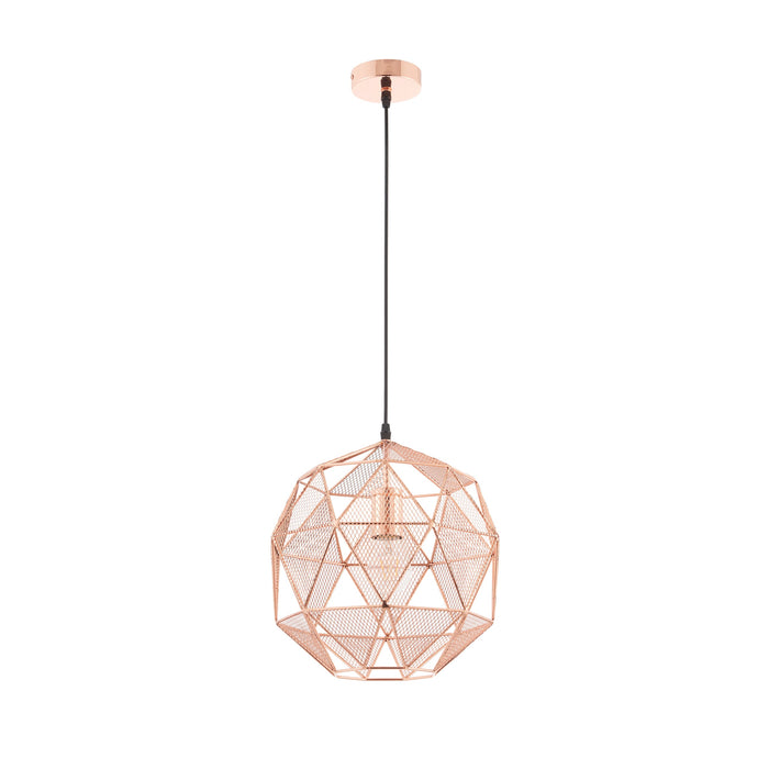 Endon 72815 Armour 1lt Pendant Copper plate 60W E27 GLS (Required) - westbasedirect.com