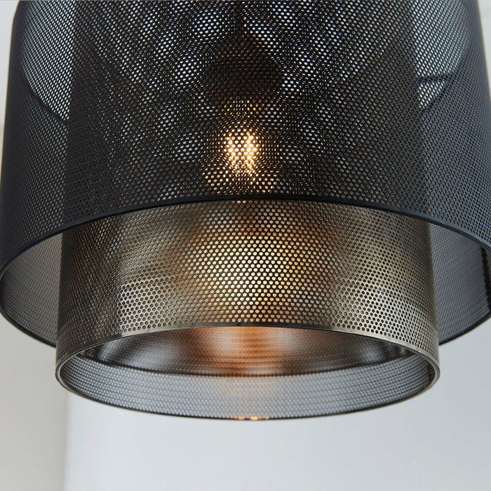 Endon 72829 Plexus 1lt Pendant easyfit Matt black & antique brass plate 10W LED E27 or B22 (Required) - westbasedirect.com