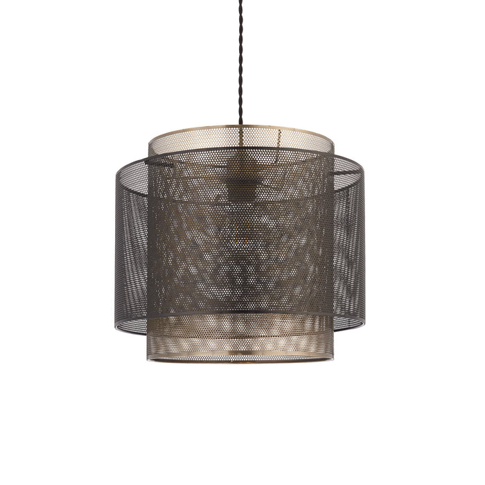 Endon 72829 Plexus 1lt Pendant easyfit Matt black & antique brass plate 10W LED E27 or B22 (Required) - westbasedirect.com