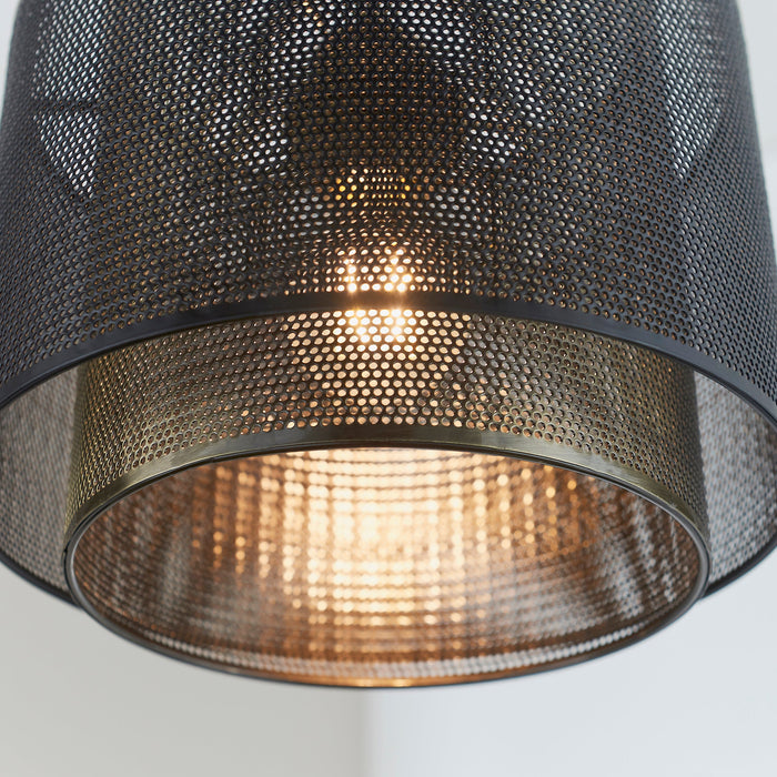 Endon 72831 Plexus 1lt Pendant easyfit Matt black & antique brass plate 10W LED E27 or B22 (Required) - westbasedirect.com