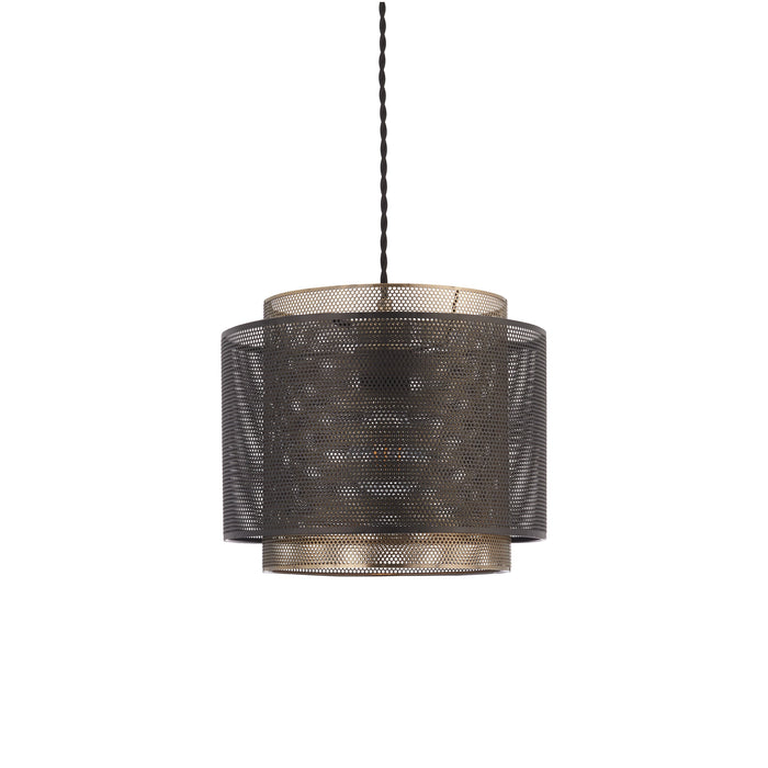 Endon 72831 Plexus 1lt Pendant easyfit Matt black & antique brass plate 10W LED E27 or B22 (Required) - westbasedirect.com