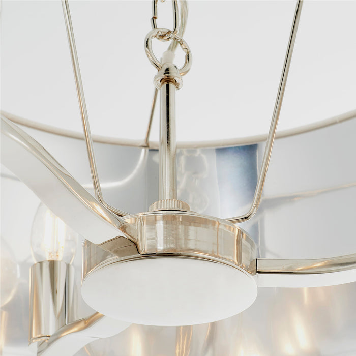 Endon 73021 Harvey 3lt Pendant Bright nickel plate & vintage white fabric 3 x 40W E14 candle (Required) - westbasedirect.com