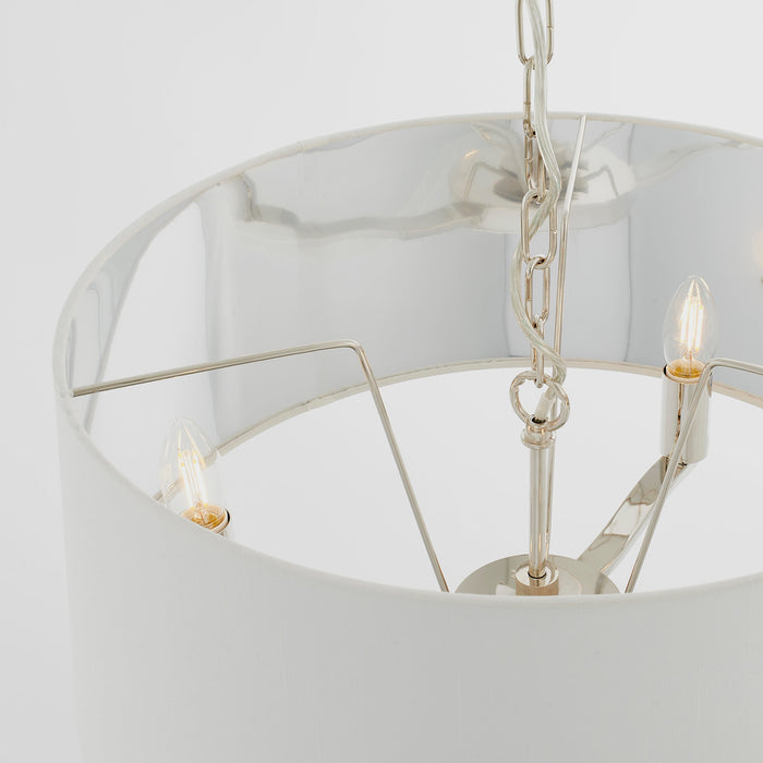 Endon 73021 Harvey 3lt Pendant Bright nickel plate & vintage white fabric 3 x 40W E14 candle (Required) - westbasedirect.com