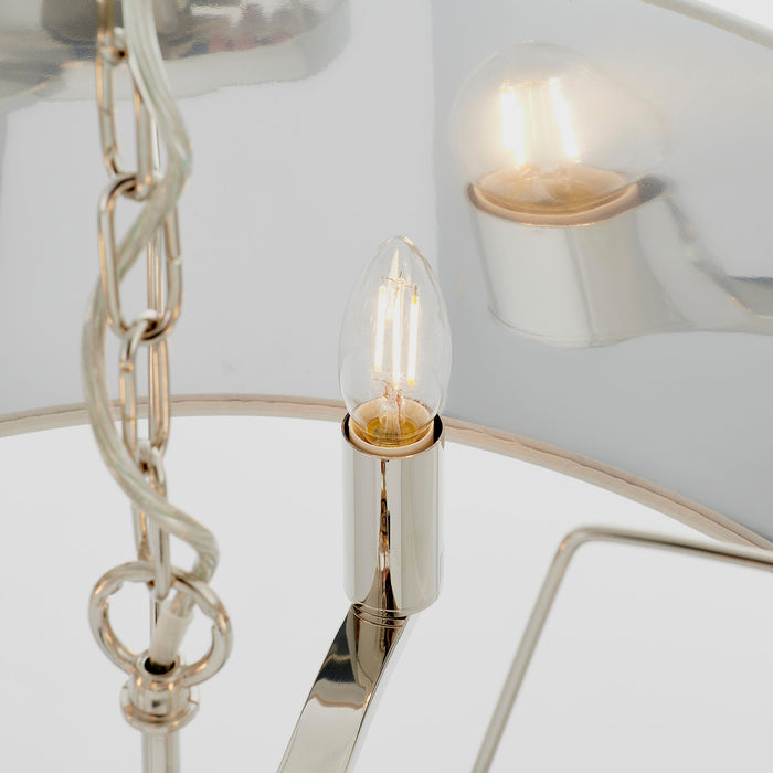 Endon 73021 Harvey 3lt Pendant Bright nickel plate & vintage white fabric 3 x 40W E14 candle (Required) - westbasedirect.com