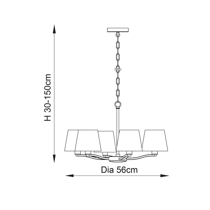 Endon 73022 Harvey 5lt Pendant Bright nickel plate & vintage white fabric 5 x 40W E14 candle (Required) - westbasedirect.com