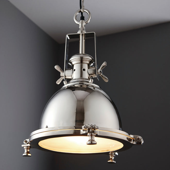 Endon 73103 Fenton 1lt Pendant Bright nickel plate & sandblasted glass 40W E27 GLS (Required) - westbasedirect.com