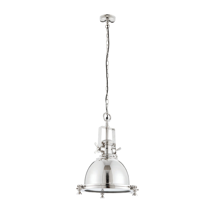 Endon 73103 Fenton 1lt Pendant Bright nickel plate & sandblasted glass 40W E27 GLS (Required) - westbasedirect.com